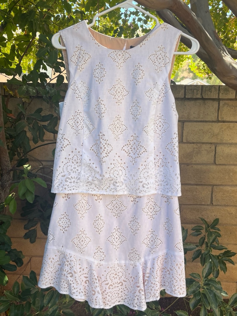 BCBG White Eyelet Layered Dress